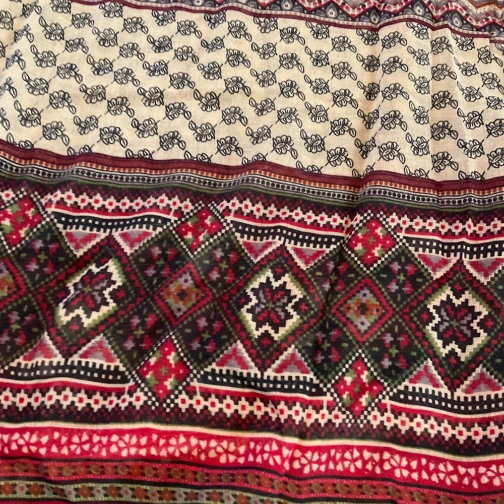 Gold Coast Bohemian Patchwork Scarf Wrap Shawl Red Beige‎ Boho Festival
